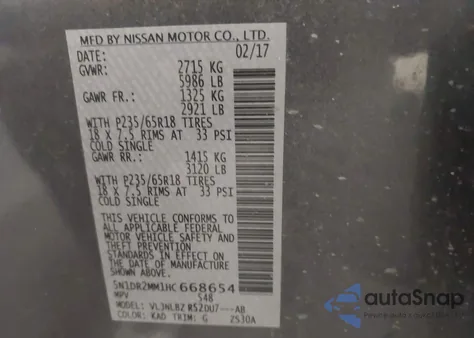 2017 Nissan Pathfinder S from USA, damaged, VIN 5N1DR2MM1HC668654